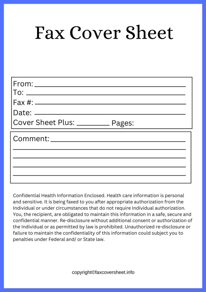Printable Medical Records Fax Cover Letter