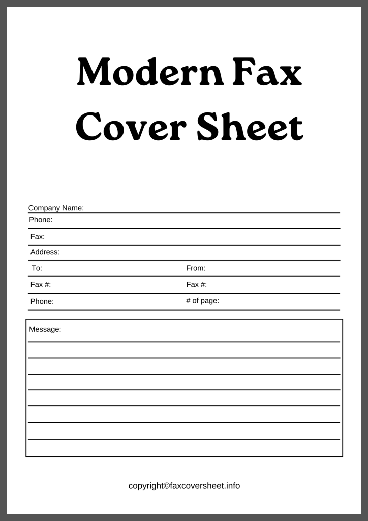 Printable Modern Fax Cover Sheet
