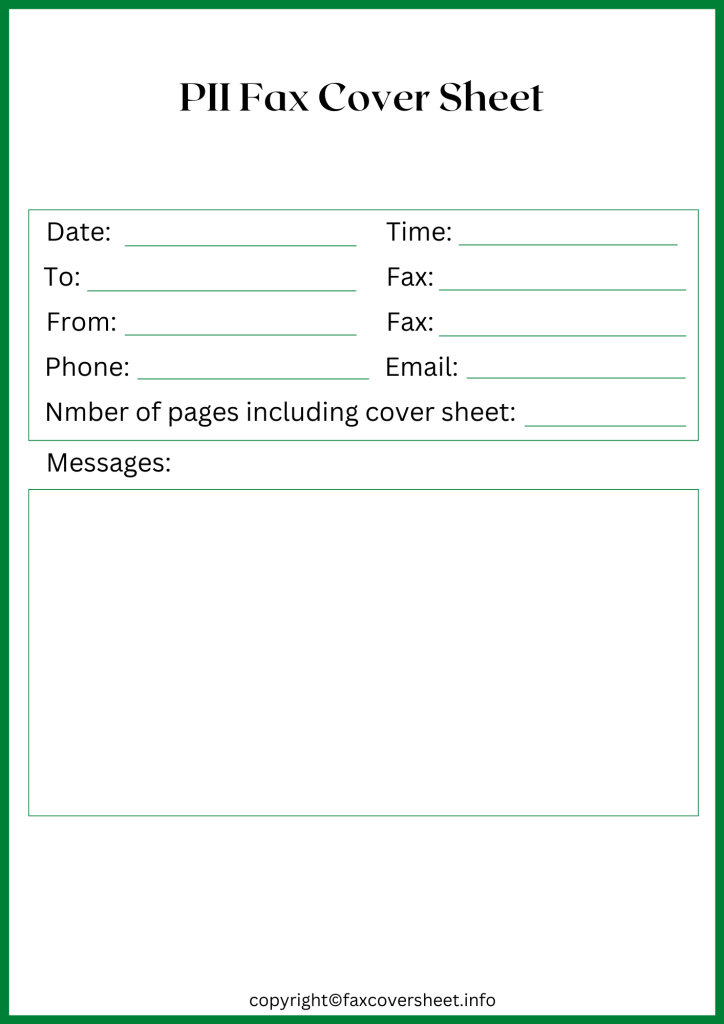 Printable PII Fax Cover Sheet