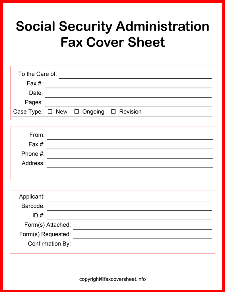 Social Security Administration Fax Cover Letter Template